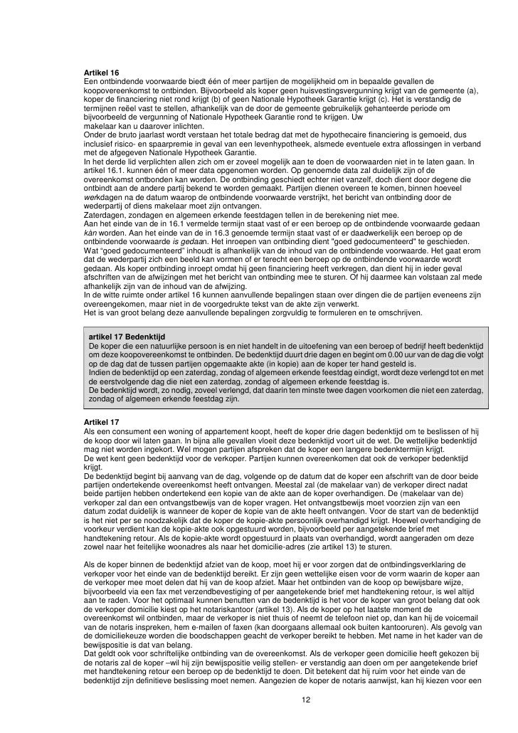 opschortende voorwaarde koopovereenkomst
